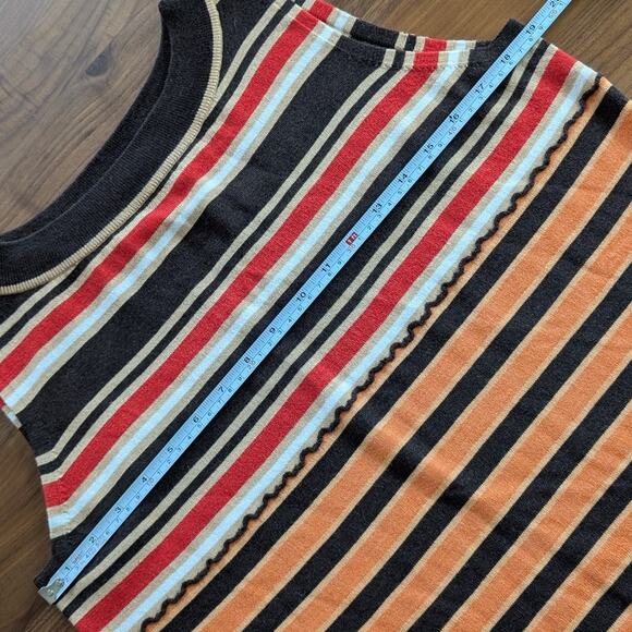 MARNI UNIQLO Brown Merino Wool Blend Striped Sleeveless Knit Midi Dress, size M - Picture 6 of 7